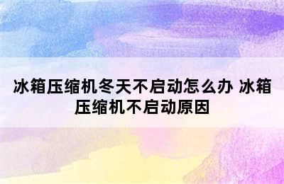 冰箱压缩机冬天不启动怎么办 冰箱压缩机不启动原因